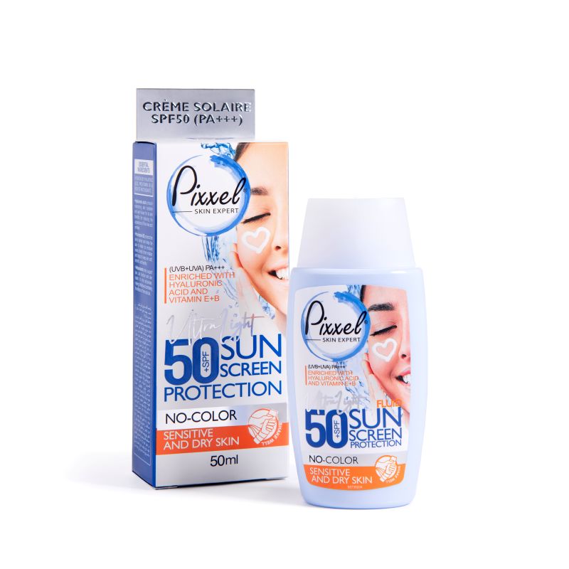 [COS-00296] بيكسل - واقي شمس SPF 50 للبشرة الحساسة والجافة بدون لون